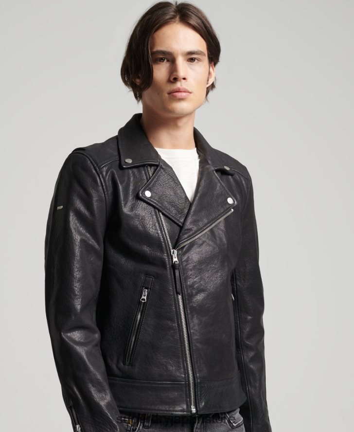 レザーモトバイカージャケット 男性 Superdry 衣類 黒 2J62PZ1060