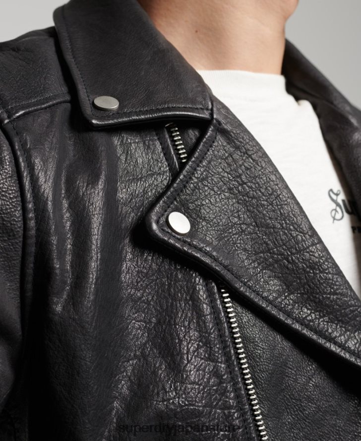 レザーモトバイカージャケット 男性 Superdry 衣類 黒 2J62PZ1060