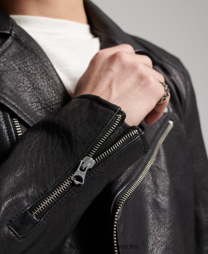 レザーモトバイカージャケット 男性 Superdry 衣類 黒 2J62PZ1060