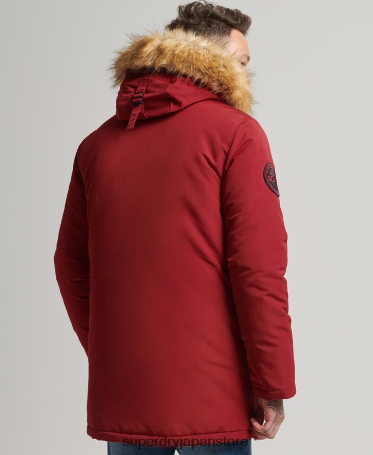 フード付きエベレスト フェイクファー パーカー 男性 Superdry 衣類 赤 2J62PZ1061