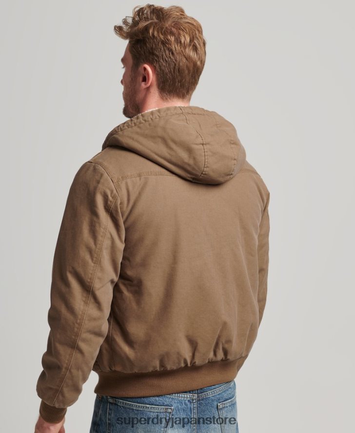 作業着フード付きボンバージャケット 男性 Superdry 衣類 茶色 2J62PZ1062