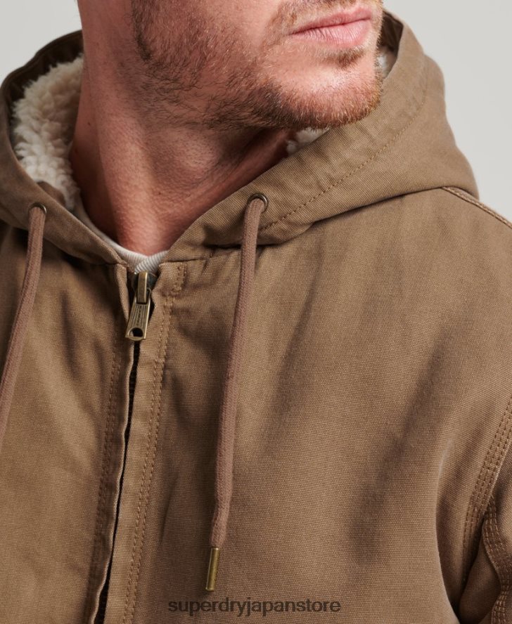 作業着フード付きボンバージャケット 男性 Superdry 衣類 茶色 2J62PZ1062