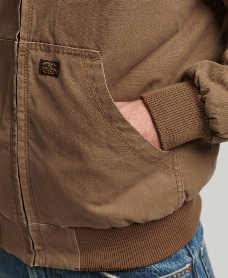 作業着フード付きボンバージャケット 男性 Superdry 衣類 茶色 2J62PZ1062