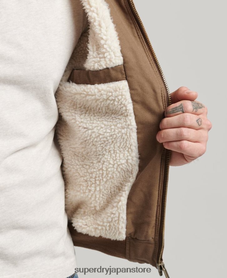 作業着フード付きボンバージャケット 男性 Superdry 衣類 茶色 2J62PZ1062