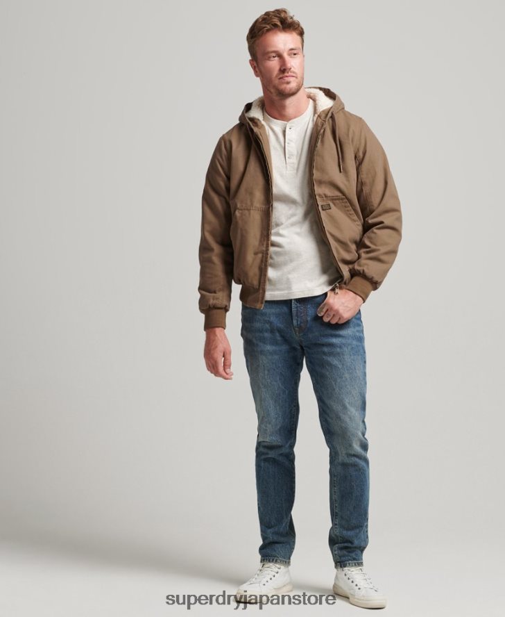 作業着フード付きボンバージャケット 男性 Superdry 衣類 茶色 2J62PZ1062