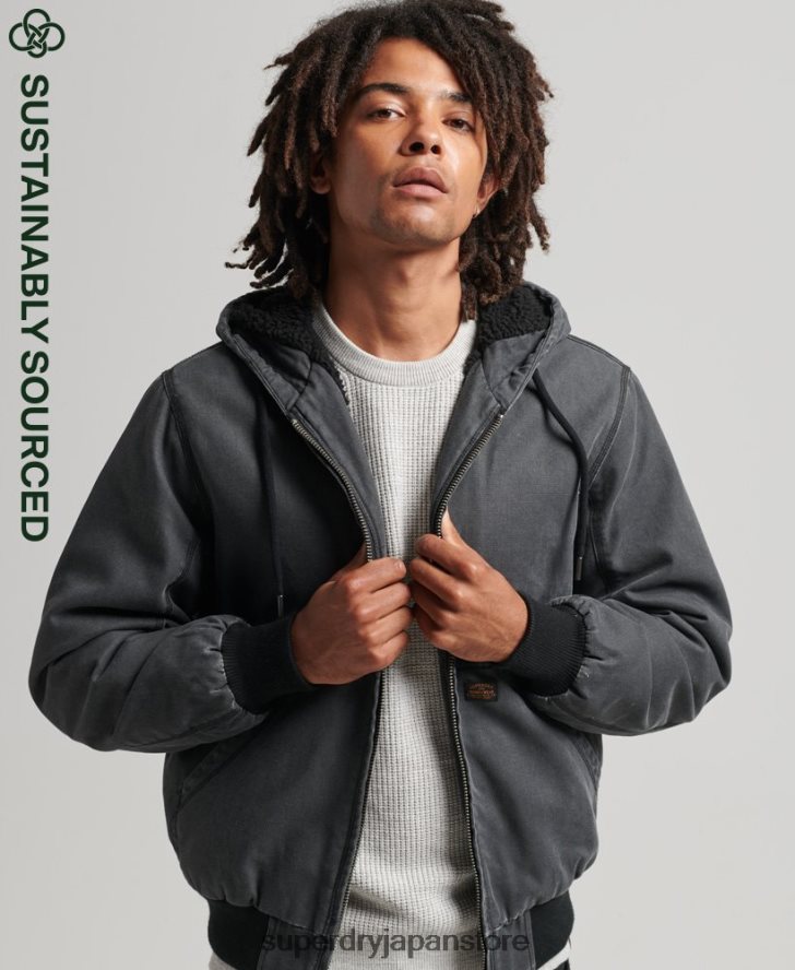 作業着フード付きボンバージャケット 男性 Superdry 衣類 茶色 2J62PZ1067