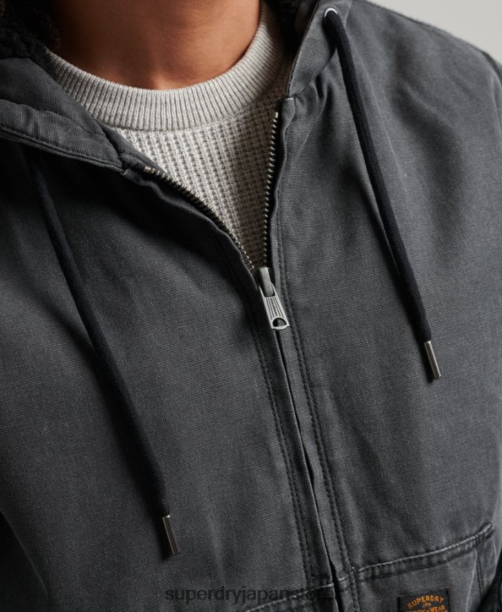 作業着フード付きボンバージャケット 男性 Superdry 衣類 茶色 2J62PZ1067