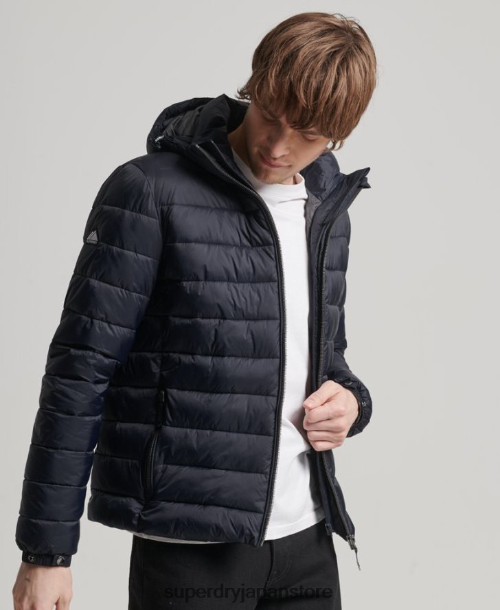 フード付きクラシックパファージャケット 男性 Superdry 衣類 海軍 2J62PZ1068
