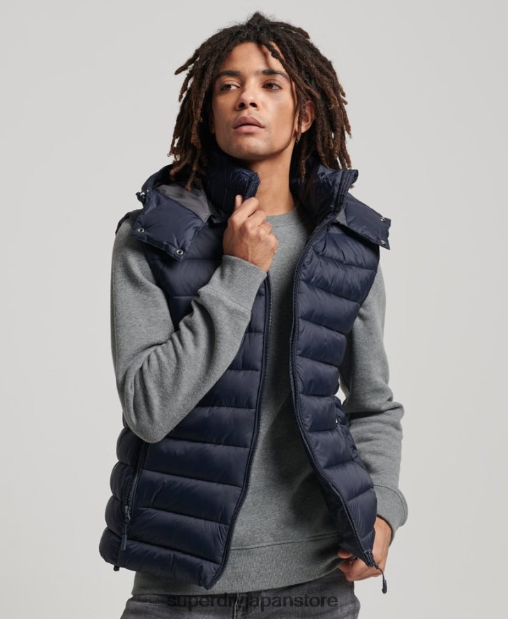 フード付きクラシックパッド入りジレ 男性 Superdry 衣類 海軍 2J62PZ1069