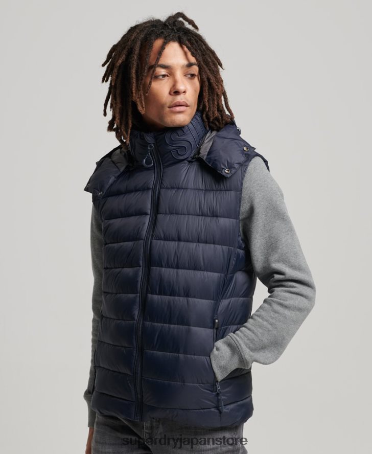 フード付きクラシックパッド入りジレ 男性 Superdry 衣類 海軍 2J62PZ1069