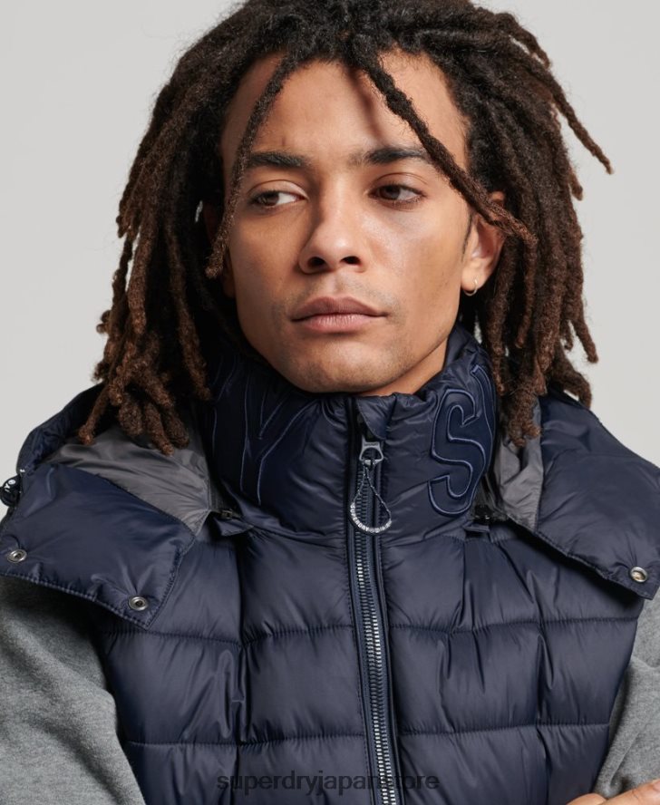 フード付きクラシックパッド入りジレ 男性 Superdry 衣類 海軍 2J62PZ1069