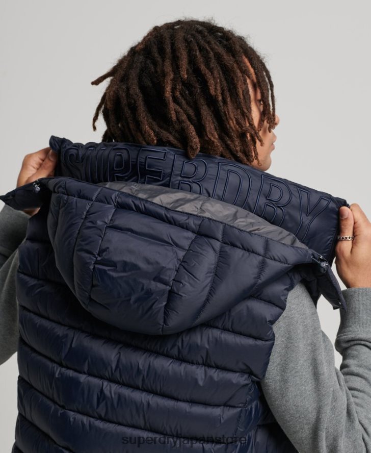 フード付きクラシックパッド入りジレ 男性 Superdry 衣類 海軍 2J62PZ1069