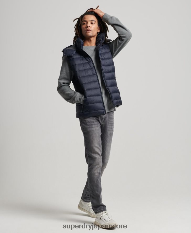 フード付きクラシックパッド入りジレ 男性 Superdry 衣類 海軍 2J62PZ1069