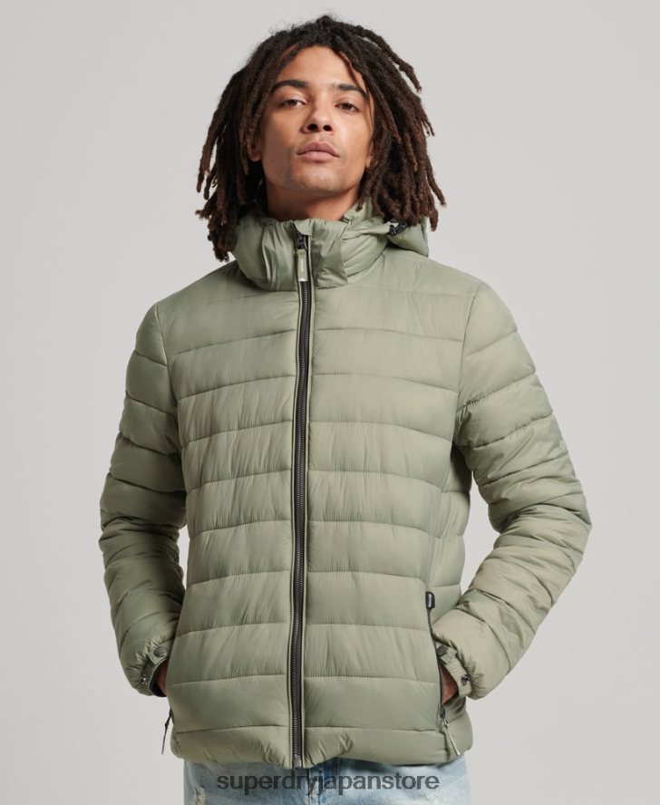 フード付きクラシックパファージャケット 男性 Superdry 衣類 カーキ 2J62PZ1070