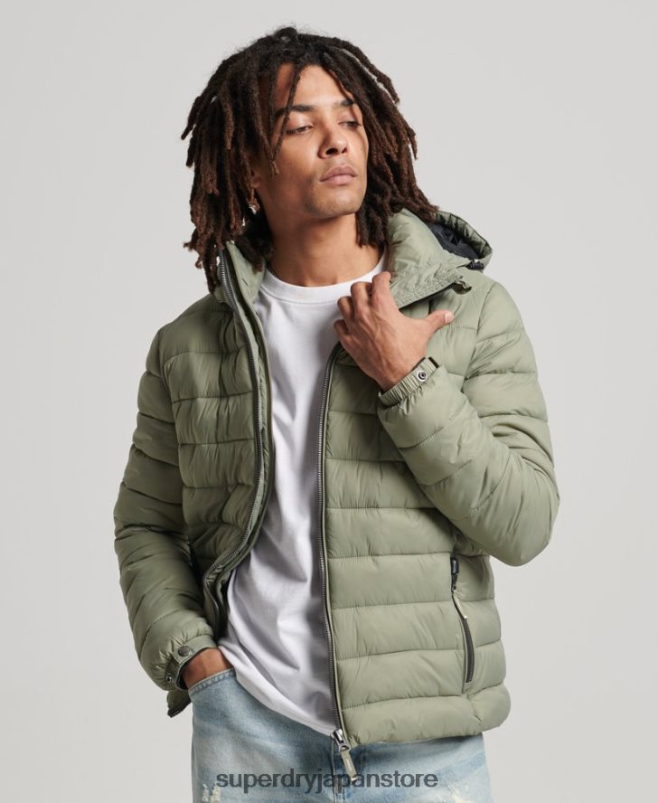フード付きクラシックパファージャケット 男性 Superdry 衣類 カーキ 2J62PZ1070