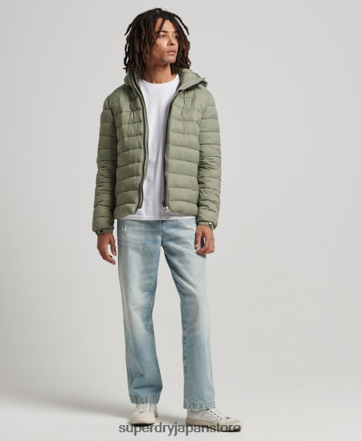 フード付きクラシックパファージャケット 男性 Superdry 衣類 カーキ 2J62PZ1070