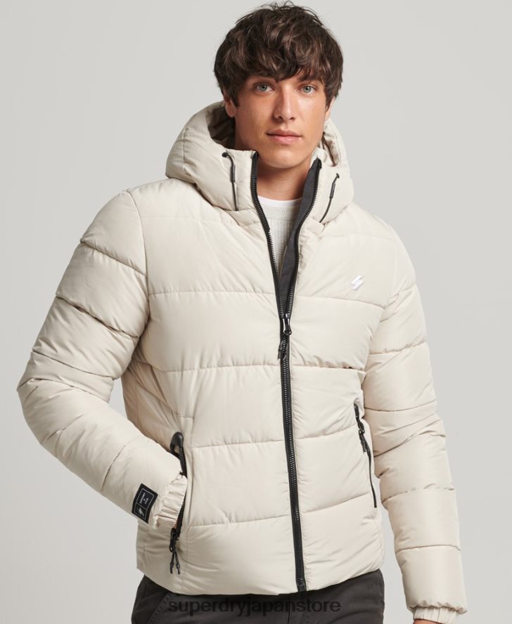 スポーツパファーフード付きジャケット 男性 Superdry 衣類 ベージュ 2J62PZ1071
