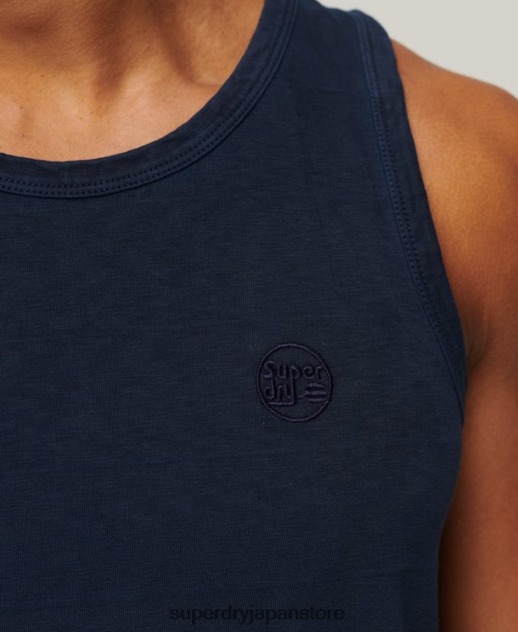 オーガニックコットンのヴィンテージテクスチャータンクトップ 男性 Superdry 衣類 海軍 2J62PZ107