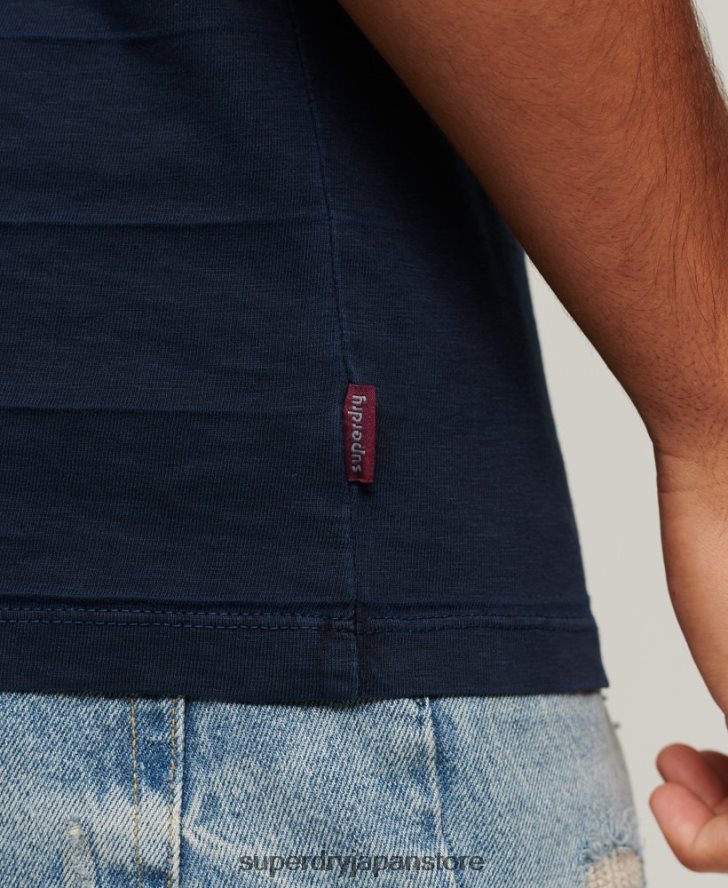 オーガニックコットンのヴィンテージテクスチャータンクトップ 男性 Superdry 衣類 海軍 2J62PZ107