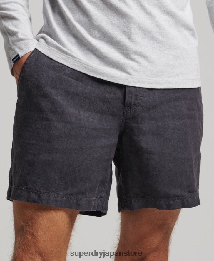 オーバーダイリネンショーツ 男性 Superdry 衣類 海軍 2J62PZ108