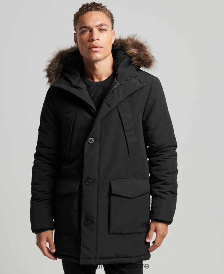 フード付きエベレスト フェイクファー パーカー 男性 Superdry 衣類 濃い灰色 2J62PZ1086