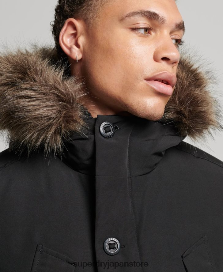 フード付きエベレスト フェイクファー パーカー 男性 Superdry 衣類 濃い灰色 2J62PZ1086