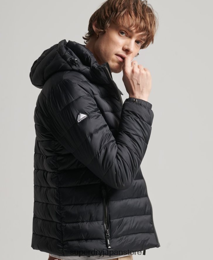 フード付きクラシックパファージャケット 男性 Superdry 衣類 黒 2J62PZ1087