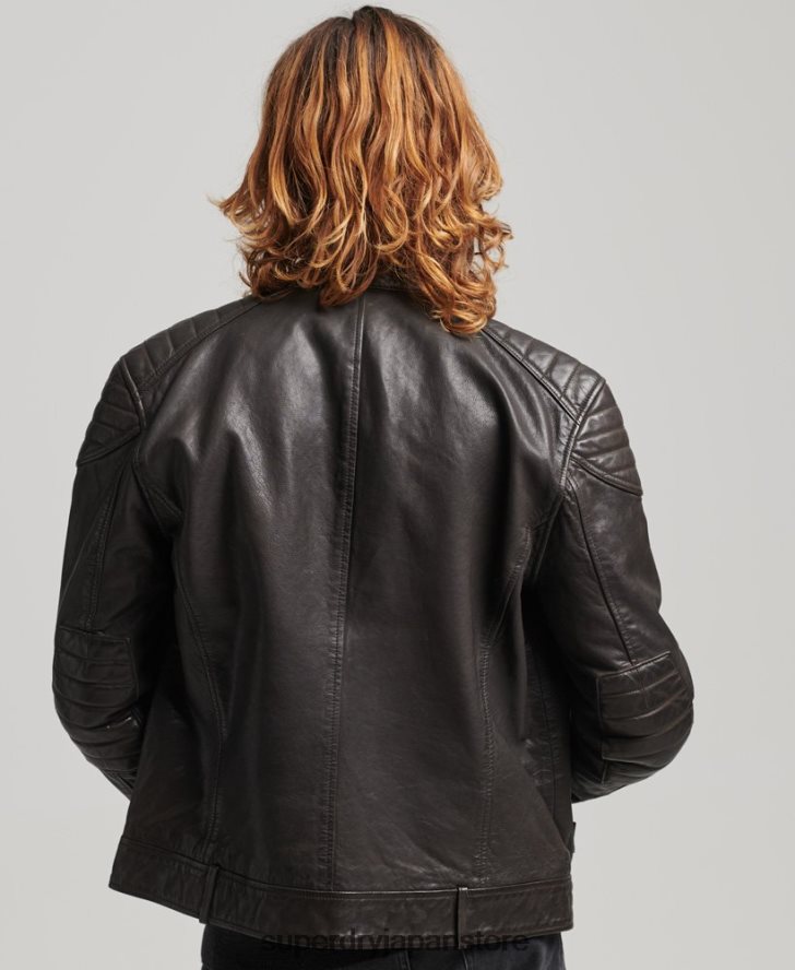 レザーモトレーサージャケット 男性 Superdry 衣類 濃い灰色 2J62PZ1088