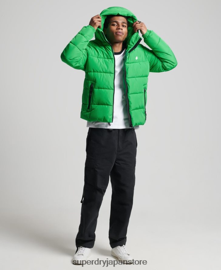 スポーツパファーフード付きジャケット 男性 Superdry 衣類 緑 2J62PZ1090