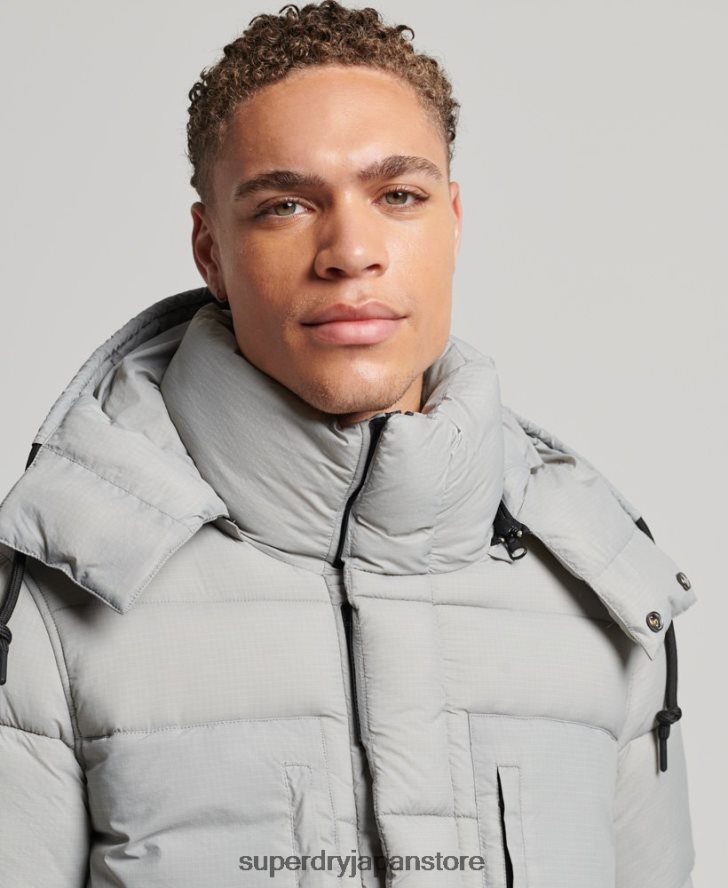 リップストップ延縄パファージャケット 男性 Superdry 衣類 ライトグレー 2J62PZ1100