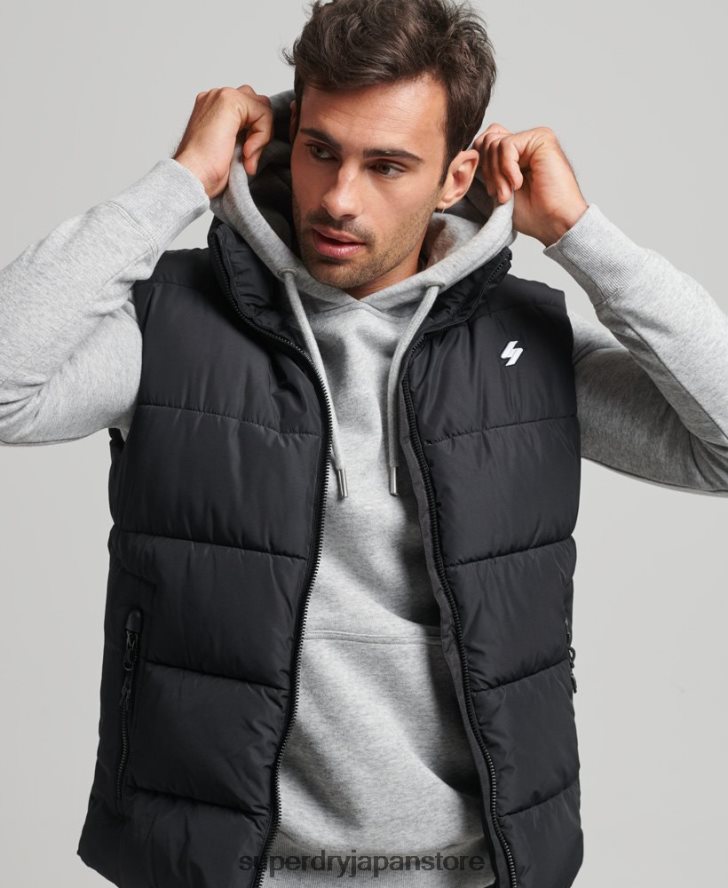 フードなしスポーツパファージレ 男性 Superdry 衣類 黒 2J62PZ1102