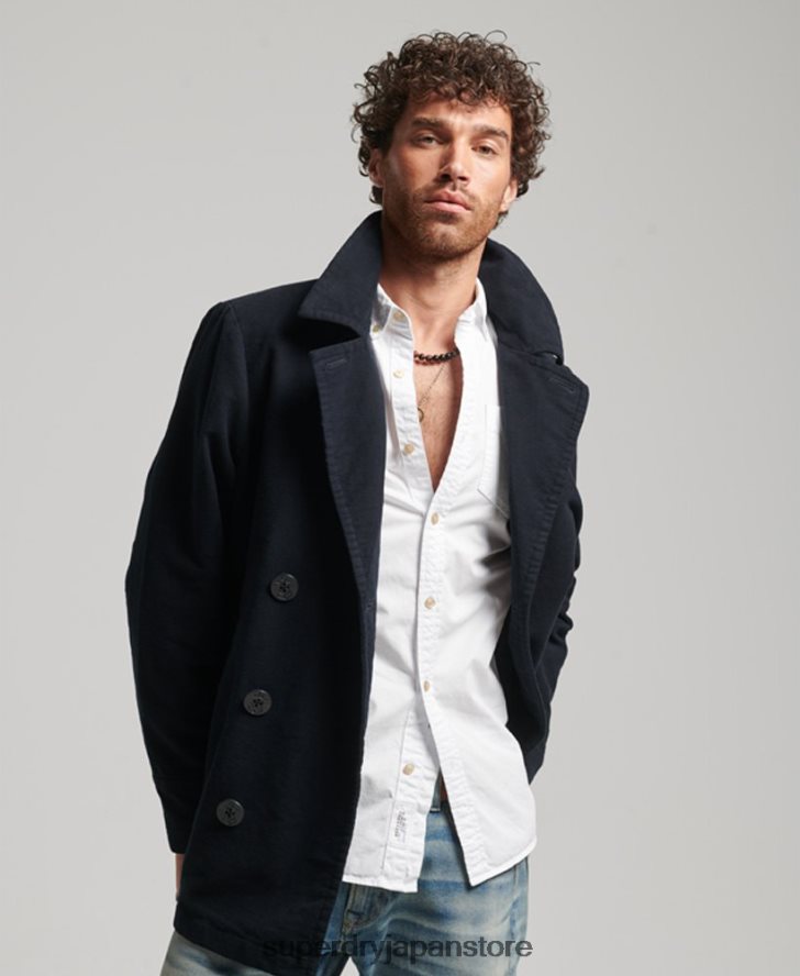 マーチャント ストア - モールスキン ピーコート 男性 Superdry 衣類 海軍 2J62PZ1103