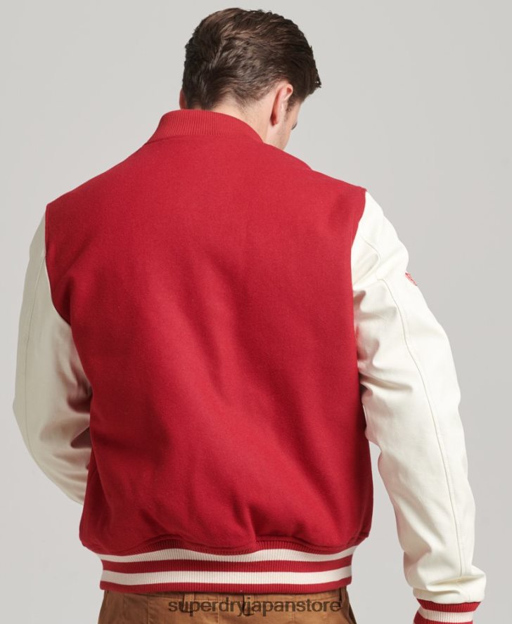 カレッジバーシティボンバージャケット 男性 Superdry 衣類 赤 2J62PZ1105