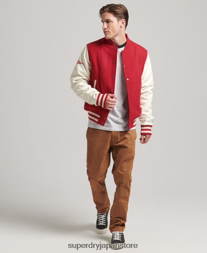 カレッジバーシティボンバージャケット 男性 Superdry 衣類 赤 2J62PZ1105