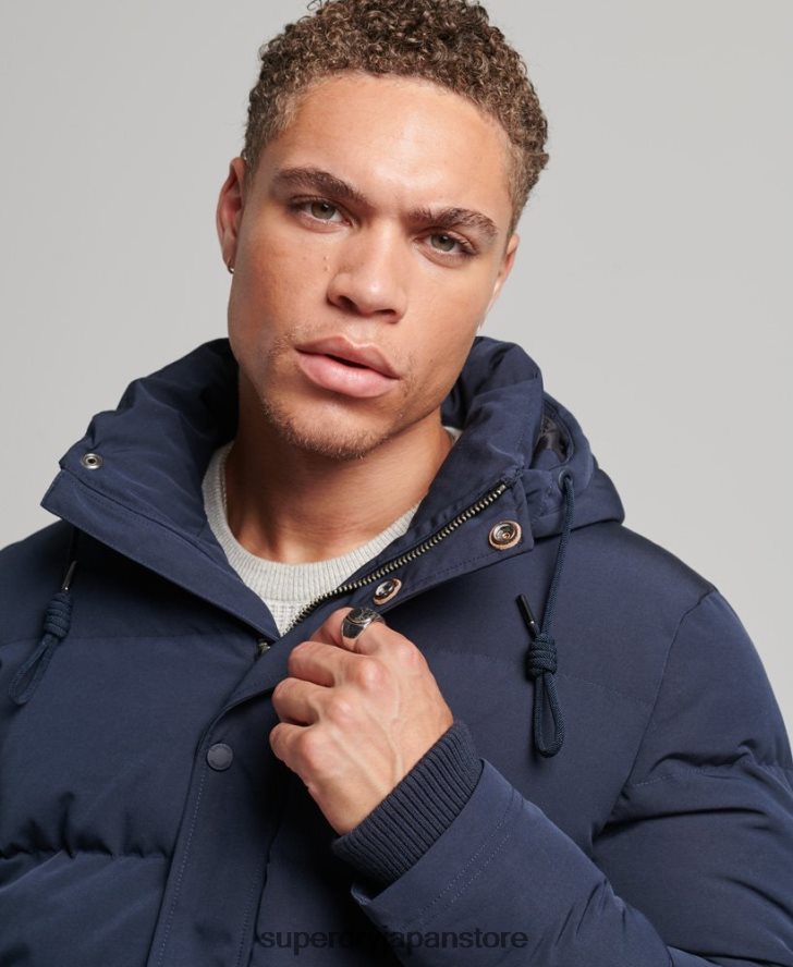 エベレスト フード付きパファージャケット 男性 Superdry 衣類 海軍 2J62PZ1106