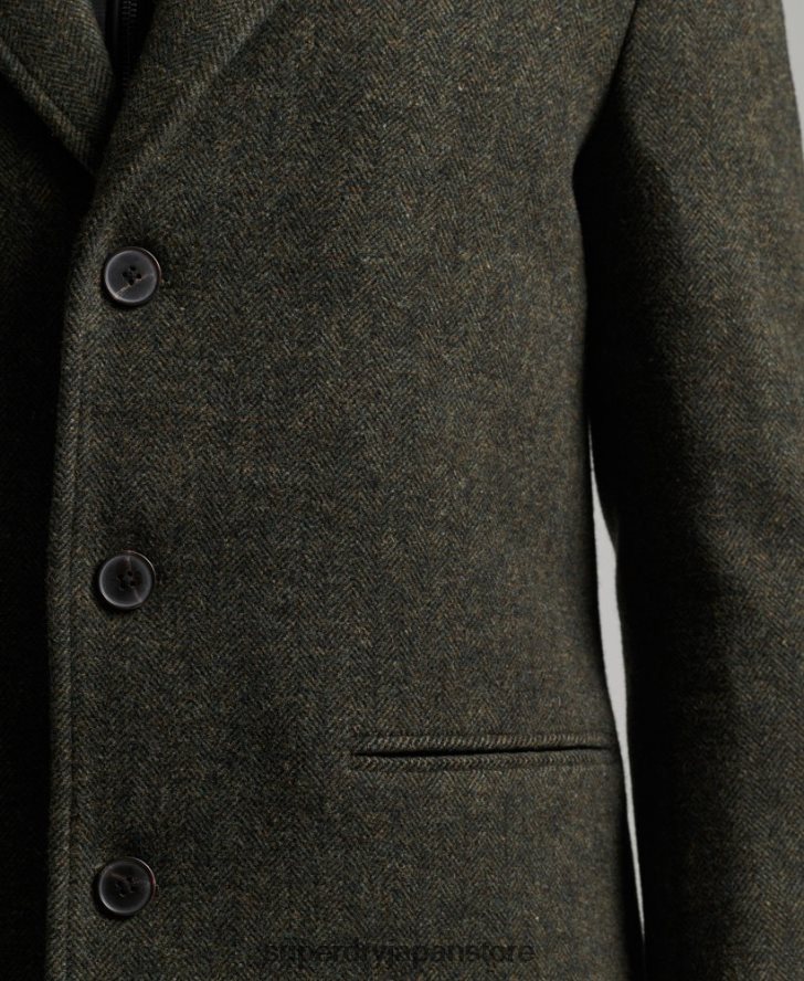 取り外し可能な裏地付きウールタウンコート 男性 Superdry 衣類 緑 2J62PZ1113