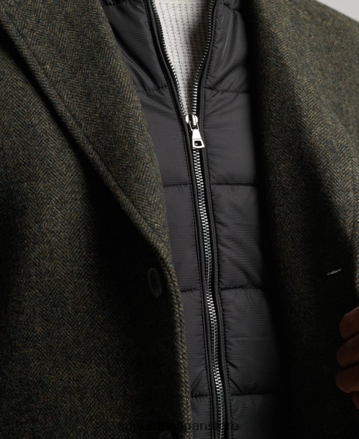 取り外し可能な裏地付きウールタウンコート 男性 Superdry 衣類 緑 2J62PZ1113