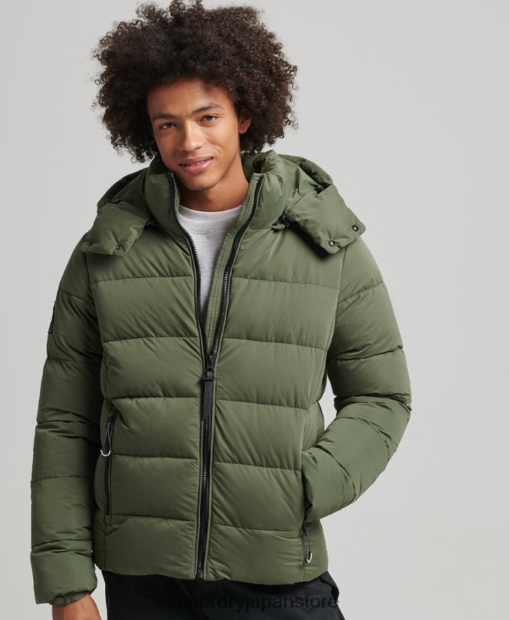 マイクロファイバーマウンテンパファージャケット 男性 Superdry 衣類 カーキ 2J62PZ1114