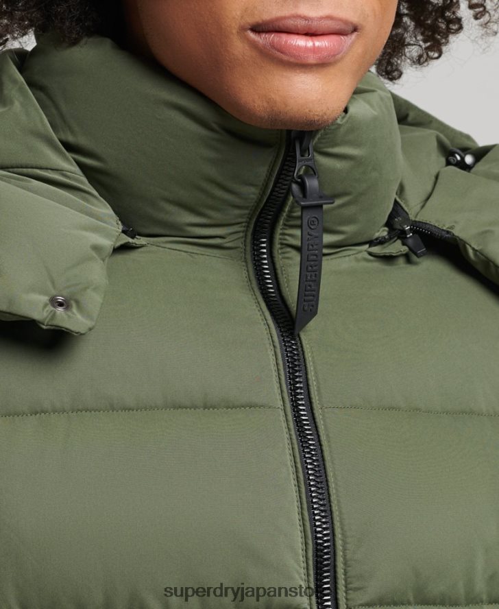 マイクロファイバーマウンテンパファージャケット 男性 Superdry 衣類 カーキ 2J62PZ1114