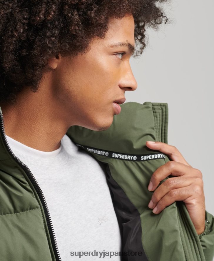 マイクロファイバーマウンテンパファージャケット 男性 Superdry 衣類 カーキ 2J62PZ1114