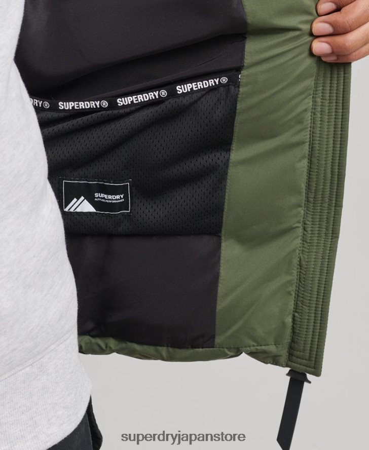 マイクロファイバーマウンテンパファージャケット 男性 Superdry 衣類 カーキ 2J62PZ1114