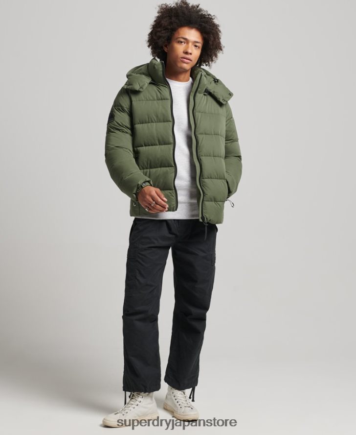 マイクロファイバーマウンテンパファージャケット 男性 Superdry 衣類 カーキ 2J62PZ1114