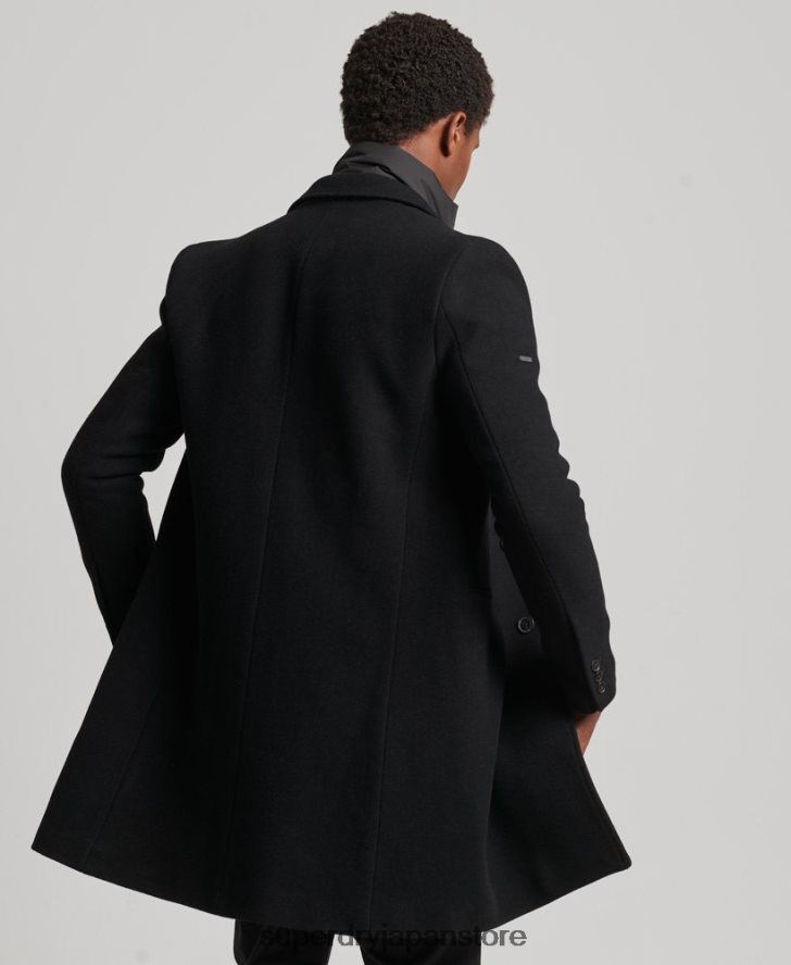 取り外し可能な裏地付きウールタウンコート 男性 Superdry 衣類 黒 2J62PZ1117