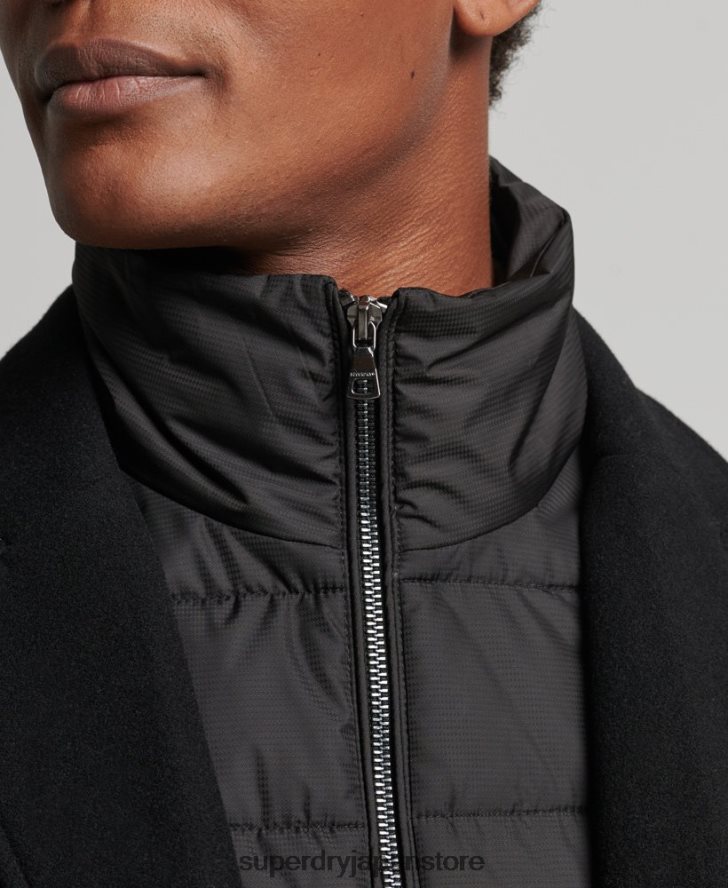 取り外し可能な裏地付きウールタウンコート 男性 Superdry 衣類 黒 2J62PZ1117