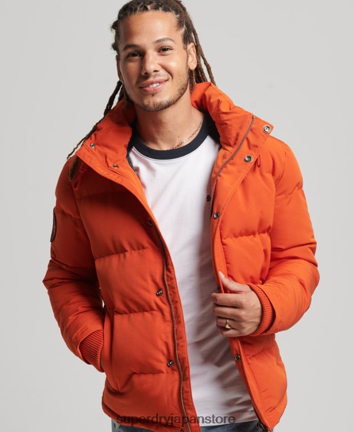 エベレスト フード付きパファージャケット 男性 Superdry 衣類 オレンジ 2J62PZ1122