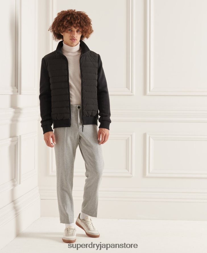 スタジオ パデッド ニット ミックス ジャケット 男性 Superdry 衣類 黒 2J62PZ1125