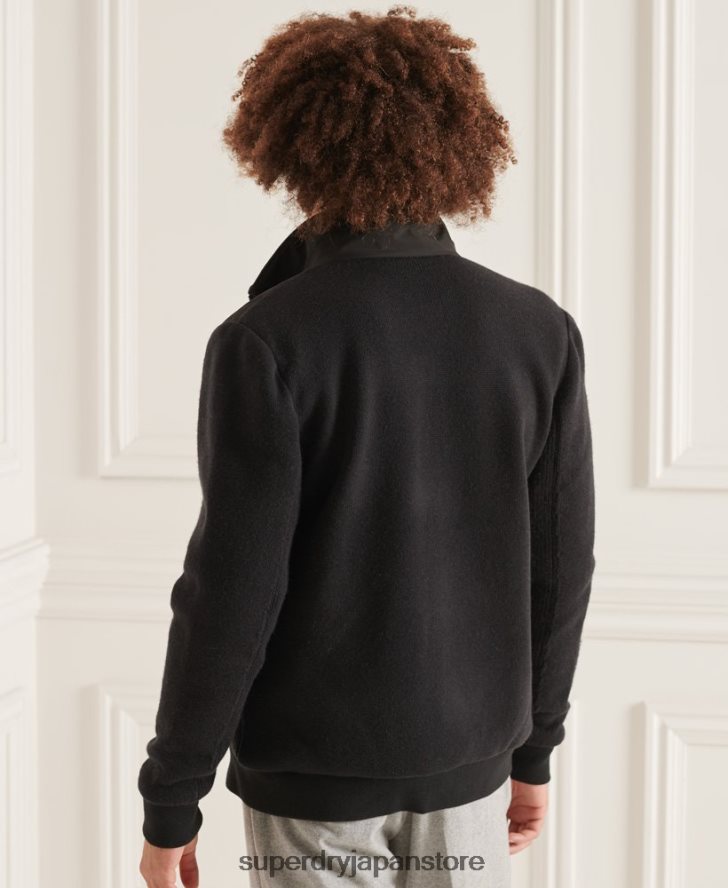 スタジオ パデッド ニット ミックス ジャケット 男性 Superdry 衣類 黒 2J62PZ1125
