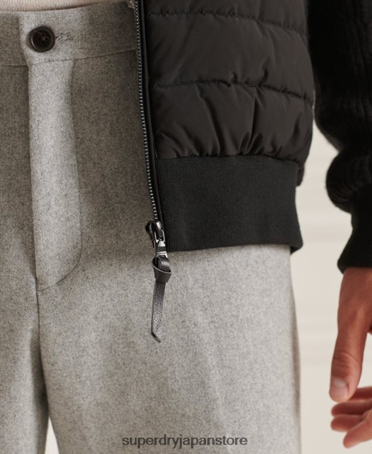 スタジオ パデッド ニット ミックス ジャケット 男性 Superdry 衣類 黒 2J62PZ1125
