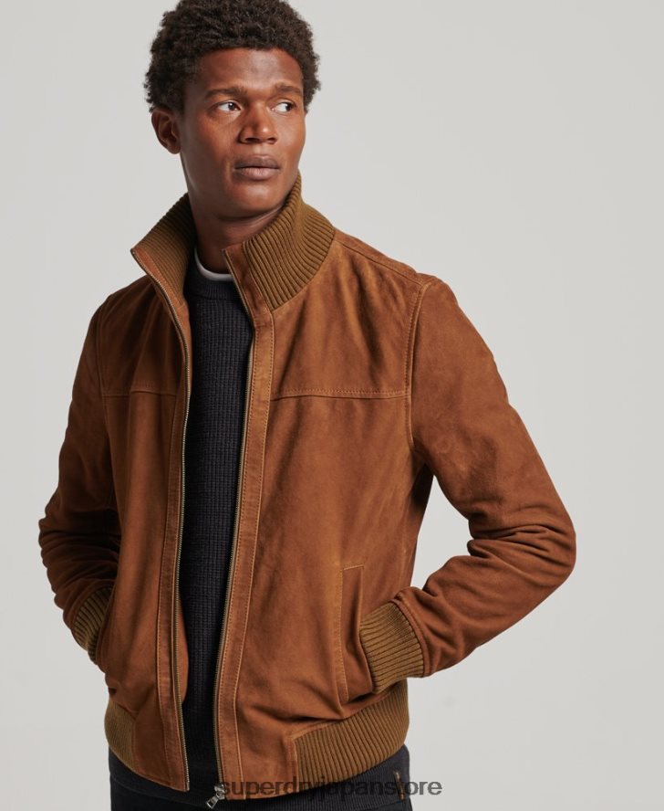 ニットカラースエードボンバージャケット 男性 Superdry 衣類 黄褐色 2J62PZ1128