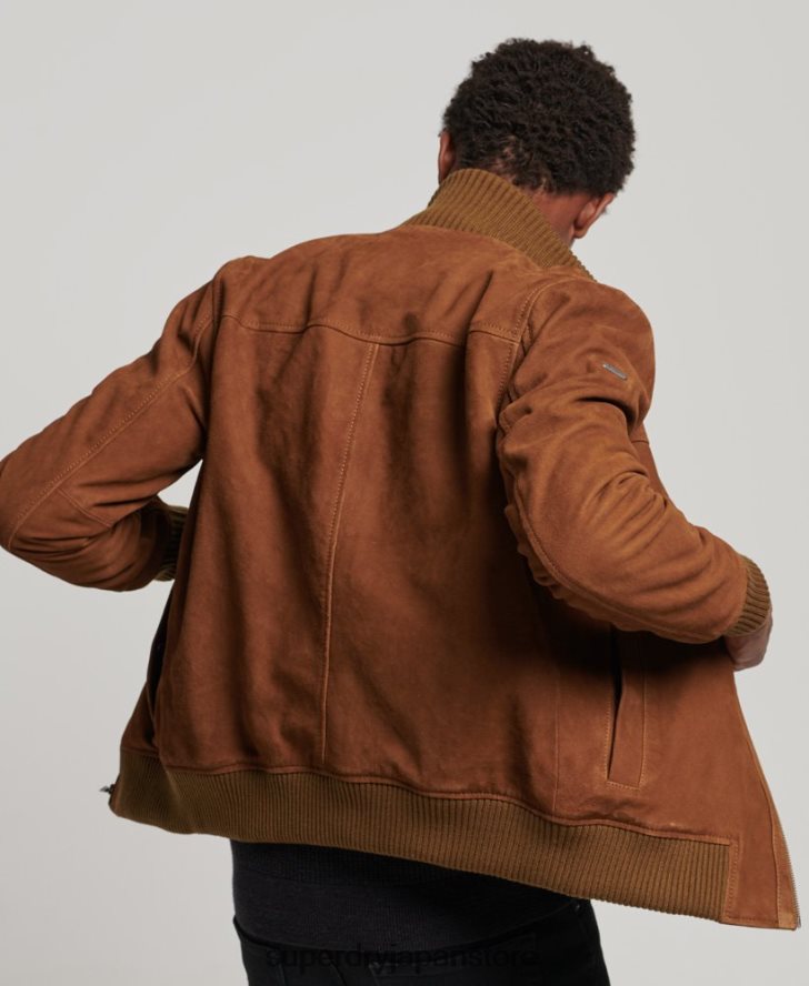 ニットカラースエードボンバージャケット 男性 Superdry 衣類 黄褐色 2J62PZ1128